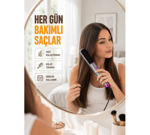 Elektriklenme Önleyici İyonik Saç Şekillendirme Fırçası