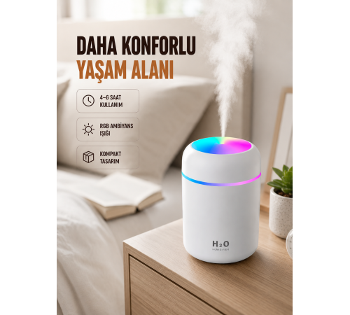 USB Girişli Taşınabilir Mini Nemlendirici 300ml Su Hazneli