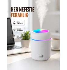 ABS Gövdeli 300ml USB Nemlendirici – Beyaz, Gri, Pembe Renk