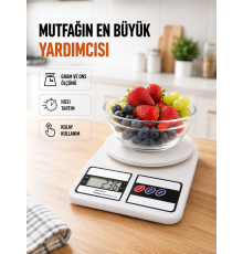 Beyaz Plastik Dijital Mutfak Tartısı – 24x16.8x1.5cm