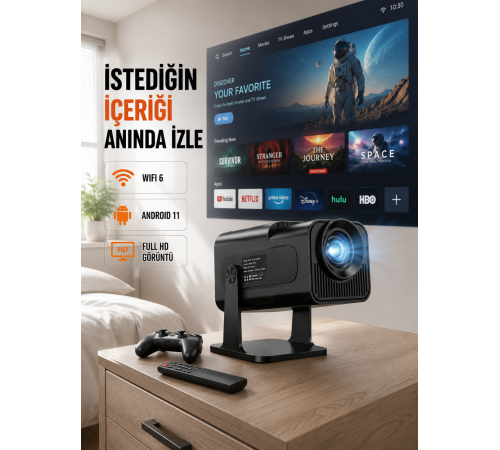 HCS350pro 1080P Full HD Taşınabilir Android Projektör Yeni Nesil