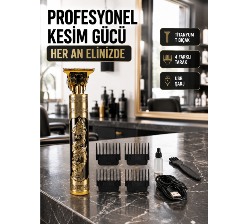 Şarjlı Titanyum Bıçaklı Saç Kesme Makinesi Yeni Nesil