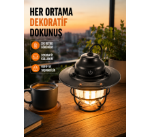 Hafif ve Taşınabilir Retro Tasarım Kamp Lambası