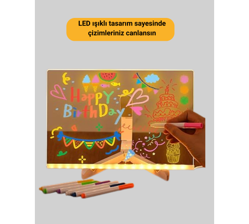 USB Bağlantılı LED Akrilik Çizim ve Not Tahtası