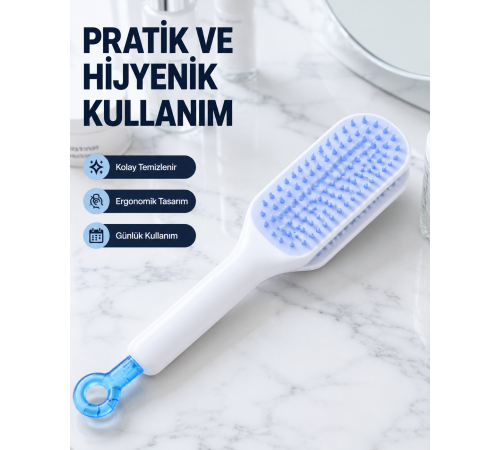 Otomatik Temizlemeli Saç Fırçası – Ergonomik Tasarım, Masaj Etkili, Elektriklenmeyi Önleyici