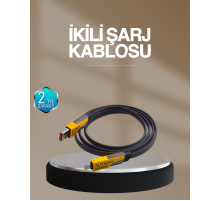 Hızlı Şarj Destekli 65W Örgülü USB-C ve USB-A Çoklu Şarj Kablosu