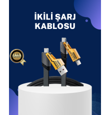 Örgülü Tasarım 4’ü 1 Arada USB-C Lightning Hızlı Şarj Kablosu