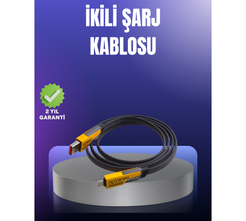 Evrensel Uyumluluklu Dayanıklı Metal Başlıklı Hızlı Şarj Kablosu