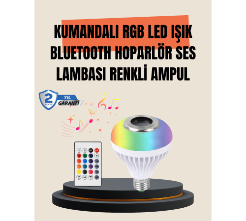 12W LED Ampul – Renkli Işık ve Dahili Hoparlör Özellikli