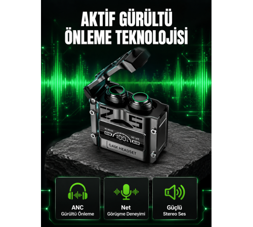 Bluetooth Kulaklık Kablosuz ANC Gürültü Önleyici Stereo Ses Yeni Nesil