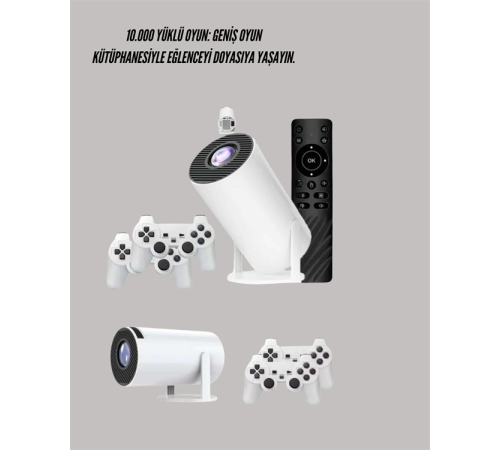 10.000 Oyun Destekli, Çift Kollu 4K Projeksiyon – HDMI, USB, AUX, Ethernet Yok