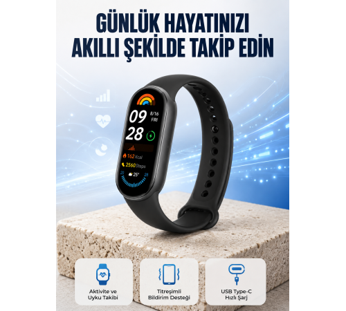 TPU ve Silikon Kordonlu Akıllı Bileklik – 20 Gün Bekleme Süresi Yeni Nesil