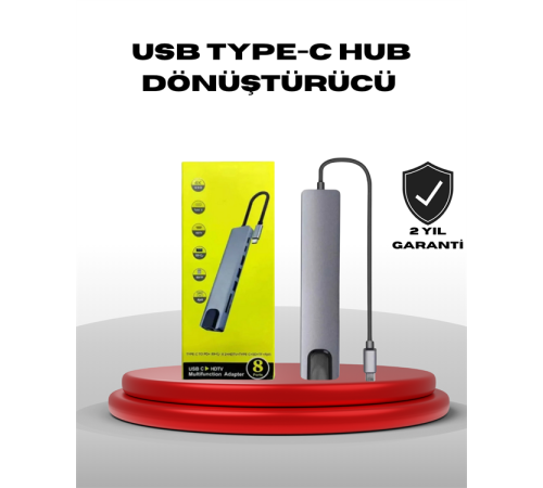 Alüminyum Gövdeli Type‑C HDMI & Ethernet Adaptör – Tak & Çalıştır