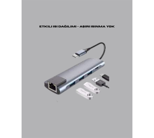 USB‑C Çoklu Bağlantı Merkezi – 5 Gbps, 100‑240 V, Sağlam Eloksal Tasarım