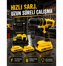 Ev ve Atölye İçin 12V Akülü Matkap | Plastik Mandren ve Metal Şanzıman