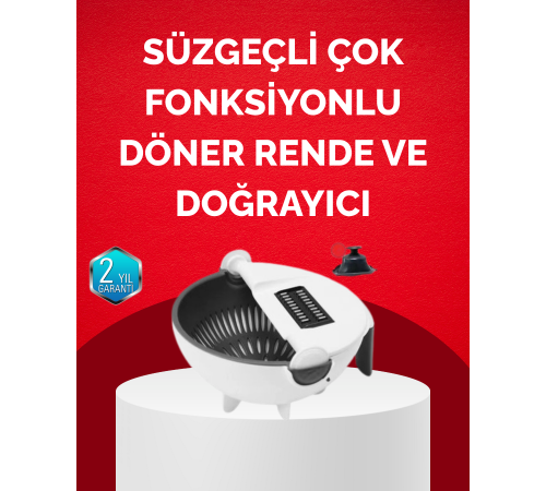 Döner Mekanizmalı Sebze Doğrayıcı Hazneli Rende