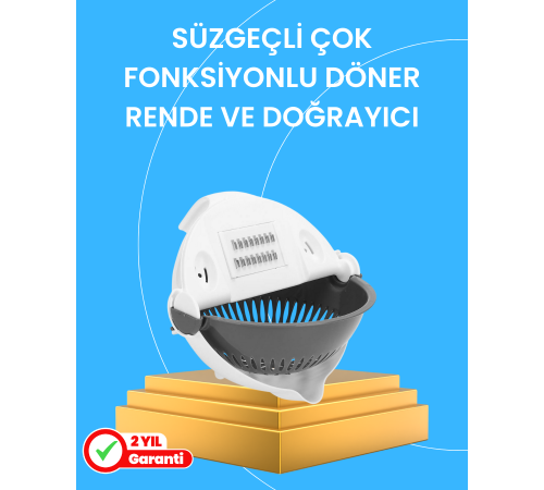 Çok Fonksiyonlu Dilimleyici ve Süzgeçli Mutfak Aparatı