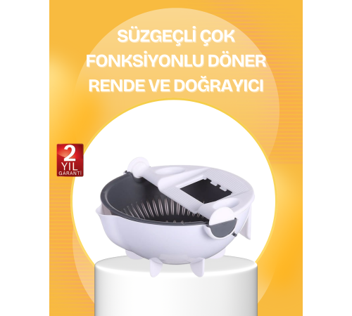 5 Fonksiyonlu Döner Süzgeçli Rende ve Dilimleyici Aparat