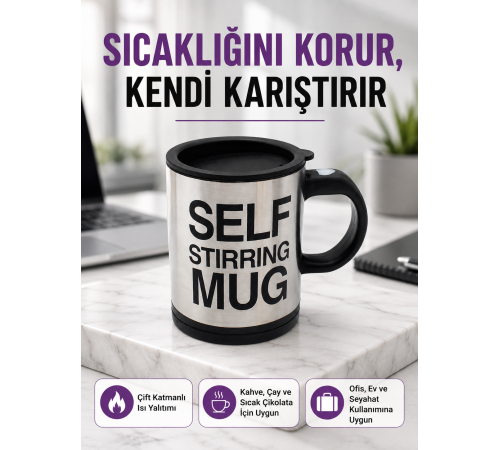Pratik ve Dayanıklı Termos Kupa | Tek Tuşla Otomatik Karıştırma