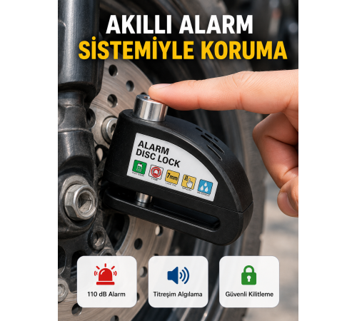 Alarm Sensörlü Disk Kilidi Motosiklet Scooter Bisiklet Güvenlik Yeni Nesil