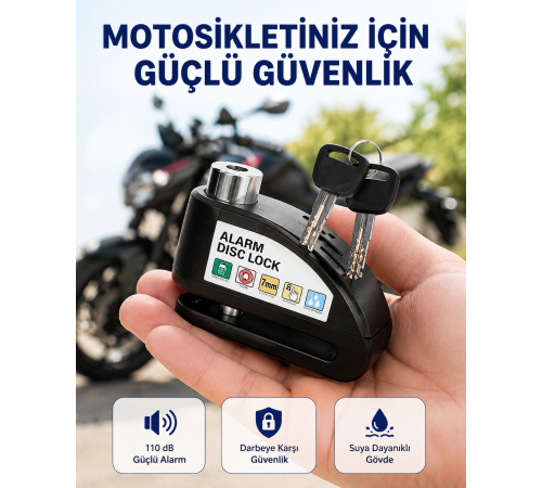 Taşınabilir Alarm Disk Kilidi Motosiklet Scooter Bisiklet Güvenlik Yeni Nesil