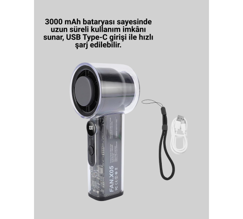 Sessiz Çalışan Taşınabilir Fan | USB Şarjlı ve Kompakt Tasarım