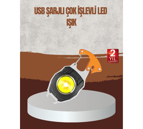 Çok İşlevli USB Şarjlı Anahtarlık Fener