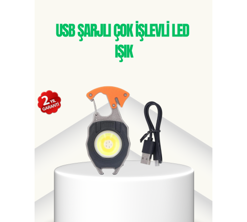 Çok İşlevli USB Şarjlı Anahtarlık Fener