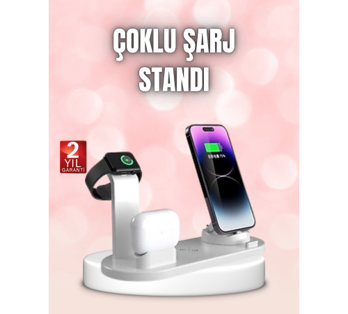 15W Hızlı Şarj Destekli 4’ü 1 Arada Kablosuz Şarj İstasyonu