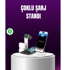 15W Hızlı Şarj Destekli 4’ü 1 Arada Kablosuz Şarj İstasyonu