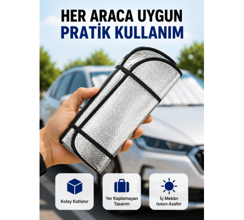 Araç Ön Cam Güneşlik Isı Yalıtımlı Katlanabilir Model Renault Megane Honda Civic Opel Astra Ford Focus