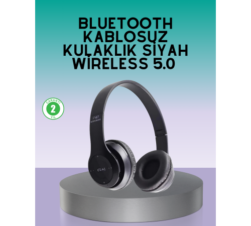 Bluetooth 5.0 Kablosuz Kulak Üstü Kulaklık | Stereo Ses ve Katlanabilir Tasarım