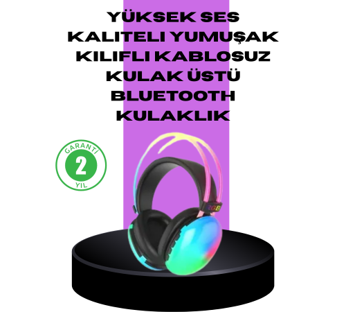 RGB Aydınlatmalı Kablosuz Bluetooth Kulaklığı