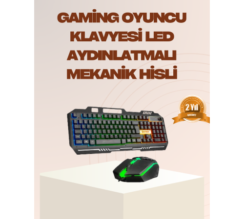 Mekanik LED Klavye Mouse Seti – Yüksek Tepki ve Ergonomi