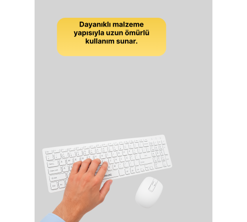 Ergonomik Kablosuz Klavye Mouse Takımı - Tam Boy, Sessiz ve Güvenilir
