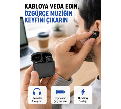 TWS Pro 5 Bluetooth Kulaklık – Kablosuz ve Şarj Kutulu Tasarım Yeni Nesil