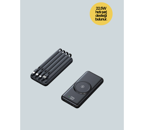 iPhone ve Android Uyumlu 10000mAh Powerbank – Hem Kablolu Hem Kablosuz