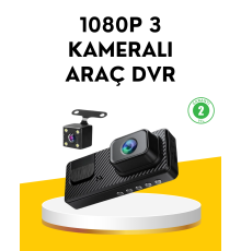 3 Kameralı Araç İçi DVR Kayıt Cihazı  Ön İç Arka Kamera Full HD