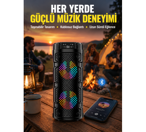 Çift Sürücülü Taşınabilir Kablosuz Hoparlör Yeni Nesil