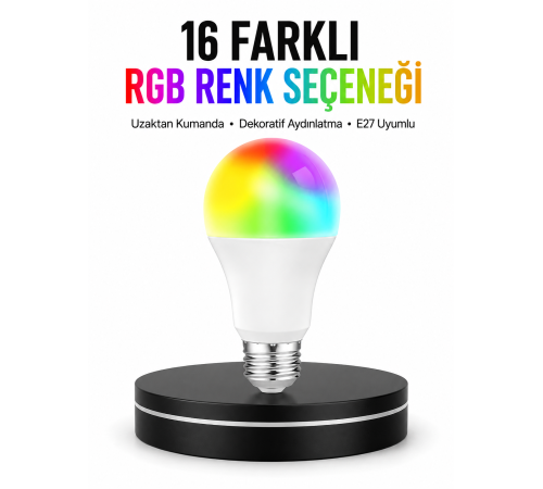 Renk Değiştiren RGB LED Ampul 16 Renk Uzaktan Kumandalı 2025 Model