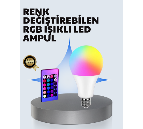 A Kalite 2025 RGB LED Ampul Uzaktan Kumandalı 16 Renkli Lamba