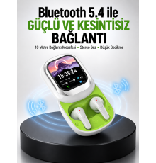Kayar Kapaklı Şarj Kutusu Ve Dokunmatik Ekranlı Bluetooth Stereo Kulaklık