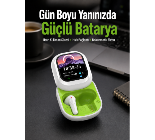 Kayar Kapak Tasarımlı Dokunmatik Ekranlı Kablosuz Bluetooth Kulaklık