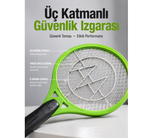 Böcek Önleyici Elektronik Sinek Öldürücü | Üç Katmanlı Güvenlik Izgarası Yeni Nesil