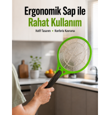 Pil ile Çalışan Elektrikli Sivrisinek Raketi | Kimyasal İçermeyen Hijyenik Çözüm Yeni Nesil