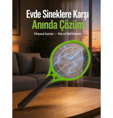 Çocuk ve Evcil Hayvan Dostu Elektrikli Sinek Raketi | Güvenli Kullanım Yeni Nesil