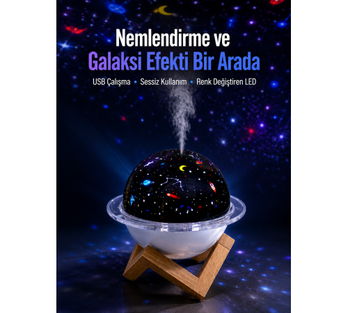 USB bağlantılı projektör ışıklı taşınabilir mini hava nemlendirici ve aroma difüzörü