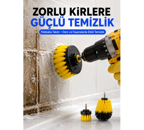 3 Parça Matkap Ucu Temizlik Fırçası Dayanıklı Naylon Kıllı