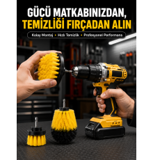 Matkap Uyumlu Temizlik Fırçası Seti 3’lü Çok Amaçlı