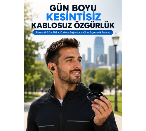 Bluetooth 5.0 Kulaklık – LED Ekranlı Şarj Kutusu Yeni Nesil